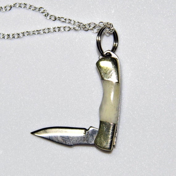 Items similar to Mini Pocket Knife Necklace Pendant Miniature Pocket