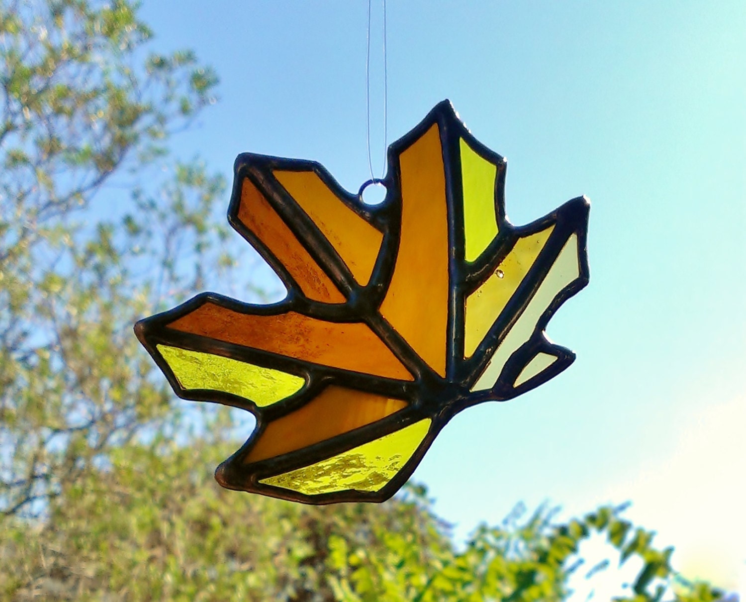 Fall Leaf Stained Glass Autumn Suncatcher by JBsGlassHouse on Etsy