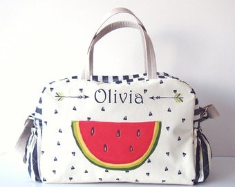 PERSONALIZED DIAPER BAG / personalized nappy bag/ Watermelon diaper bag/ personalized baby gift/ personalized baby bag/