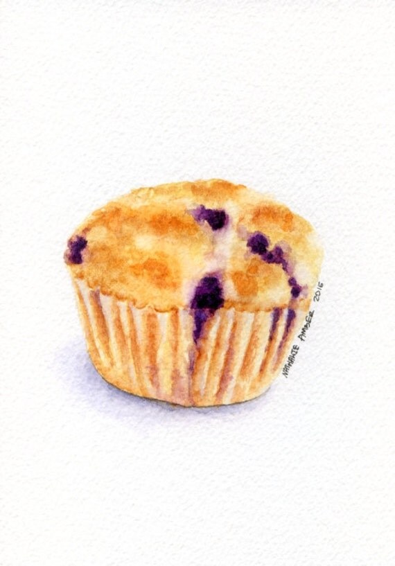 Items similar to Blueberry muffin ORIGINAL Painting (Dessert