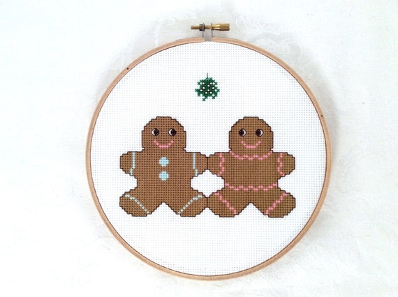 Items similar to Gingerbread cross stitch pattern, PDF pattern, Christmas embroidery, seasonal