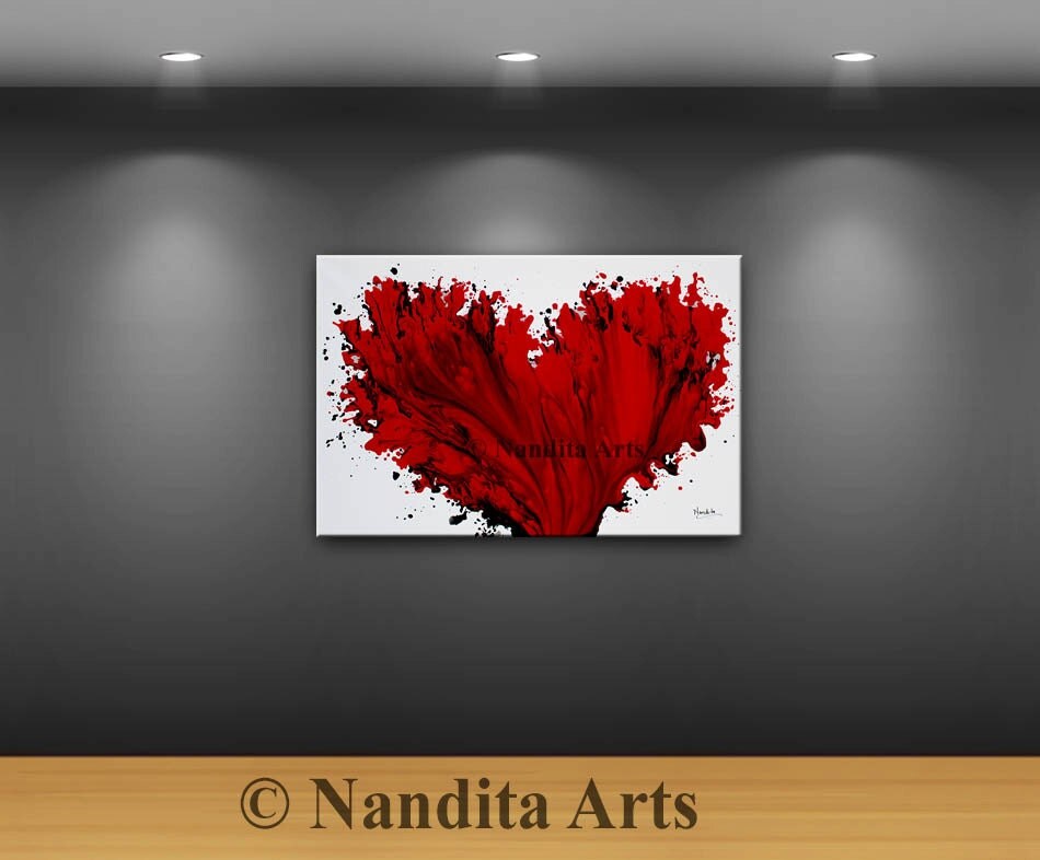 Original Red Art Painting on Canvas Red by ContemporaryArtDaily