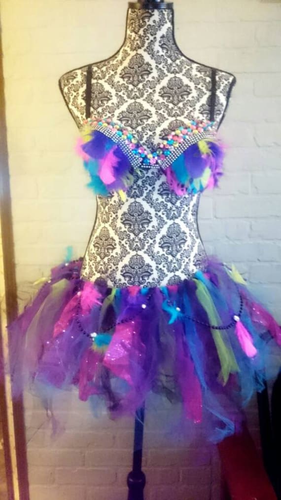 Neon Feather Tutu Rave Outfit Festival Outfit EDC Outfit