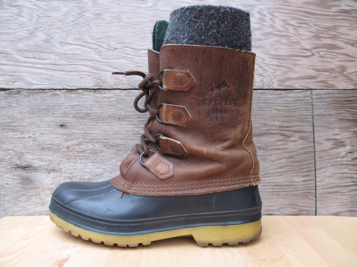 Vintage Kamik Everest Leather Shaft Snow Boots Winter Duck
