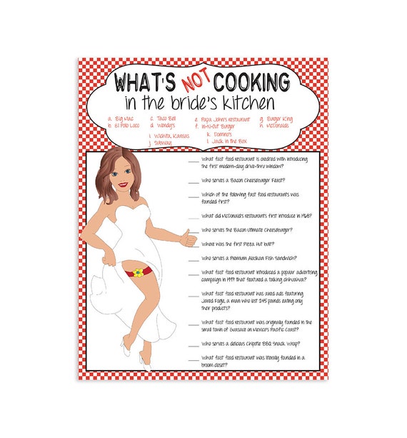 Whats Not Cooking Bridal Shower Game Kitchen Shower Game