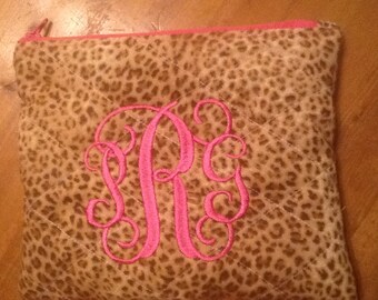Cute Quilted Monogram/Initial Cosmetic Pouch/Bag