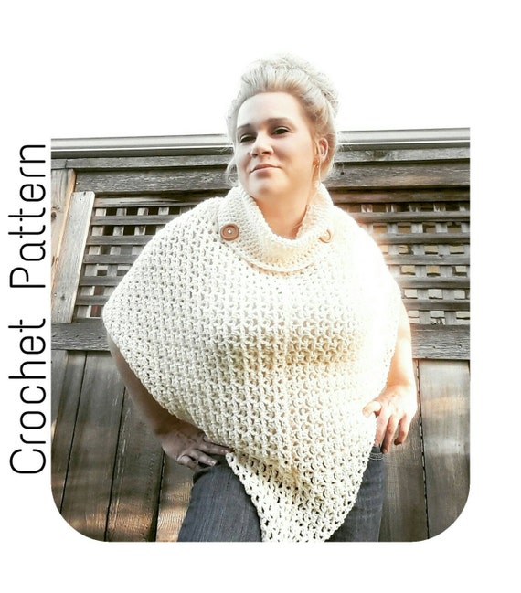 Crochet Pattern Cowl Neck Poncho Womens Poncho 0611