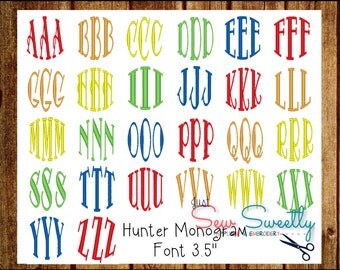 Hunter Circle Monogram Embroidery Font - 3.5 inch