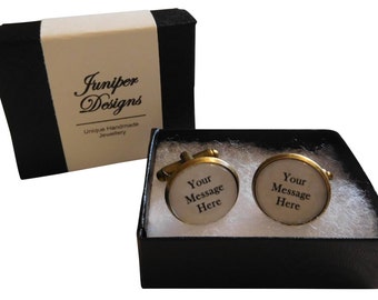 Personalised Cufflinks ANY TEXT ADDED- personalised gift for him groom gift custom cuff links custom cufflinks silver bronze custom gift