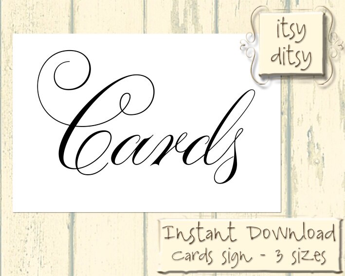 Wedding Card Sign Printable Black calligraphy script signs