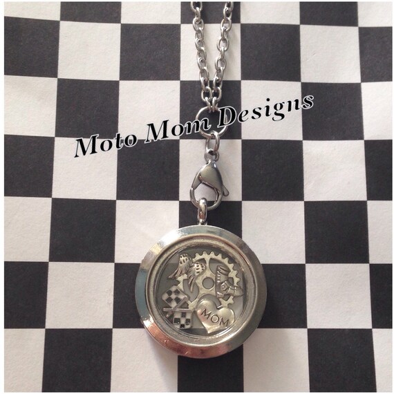 Motocross Mom Floating Locket Necklace Stainless by MotoMomDesigns