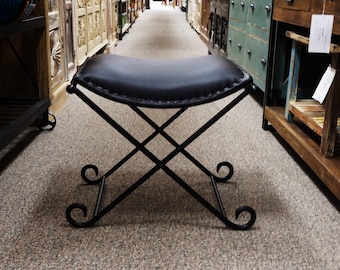 Black Iron & Leather Chair