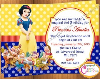 Snow White Invitation - Snow White Birthday Party Invitation - Snow White Seven Dwarfs Invite - Snow White Printable - CraftyCreationsUAE