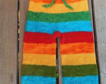 Hand Knitted Wool Longies, Wool Baby Pants, Wool Diaper Cover, Baby Pants, Baby Longies, Hand Knitted Pants, 6-12+ months