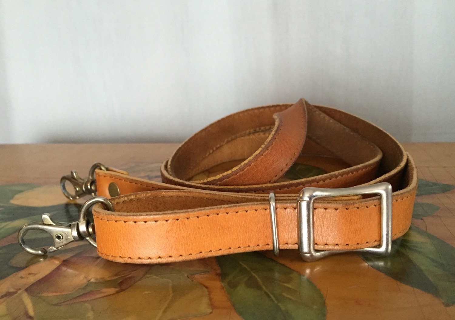Leather Strap Vintage Tan Shoulder Strap Adjustable Clip Bag