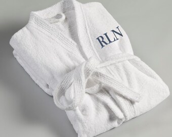 Personalized Robe for him - White Terry Cloth Embroidered Robe - Monogrammed Robe for Him - Gifts for Him - Groomsmen Gifts - Father's Day