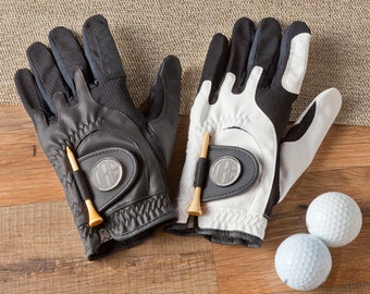 Personalized Leather Golf Glove with Magnetic Ball Marker - Golf Gifts - Groomsmen Gifts - Gifts for Him - Groomsmen Gifts - RO004