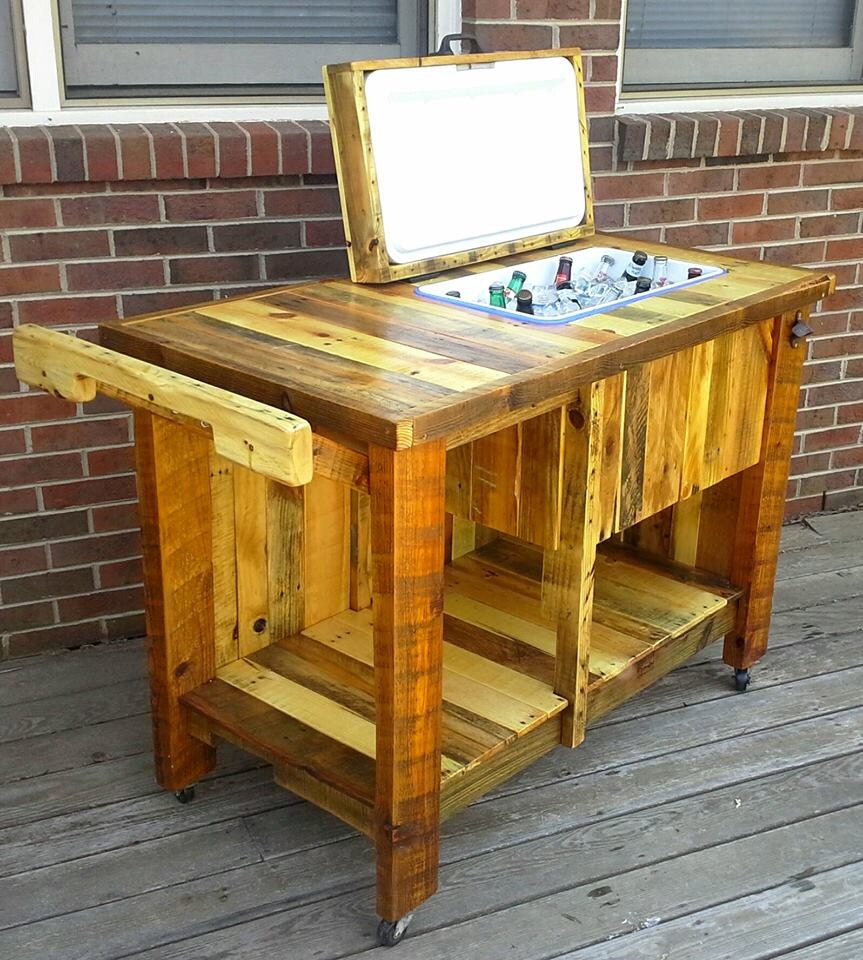 Handbuilt Reclaimed Wood Bar Cart with Builtin by customrustic89