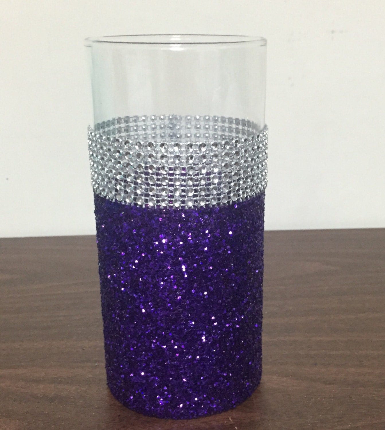 Wedding centerpiece purple glitter vase 1 vase by TheSparkleBooth