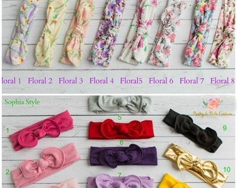Baby Headbands, Square knot & Dots Head wraps, Baby Head wraps, Jersey Knit Headwraps, Baby Headbands, Knott Headband,