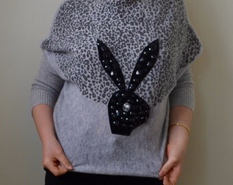 SALE! Marked down- AMAZING "playboy" bedazzled cheetah print bat-wing sweater S/M