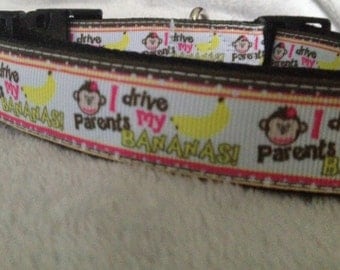 Adjustable Dog Collar "I Drive My Parents Bananas" - Medium to Large Breeds
