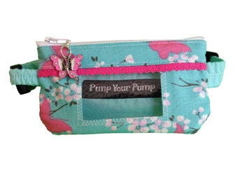 Insulin Pump Pouch Butterfly Lace with butterfly zip charm