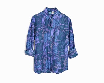 sale! 20% off - Vintage 90s Euro Disco Shirt in Indigo Blue