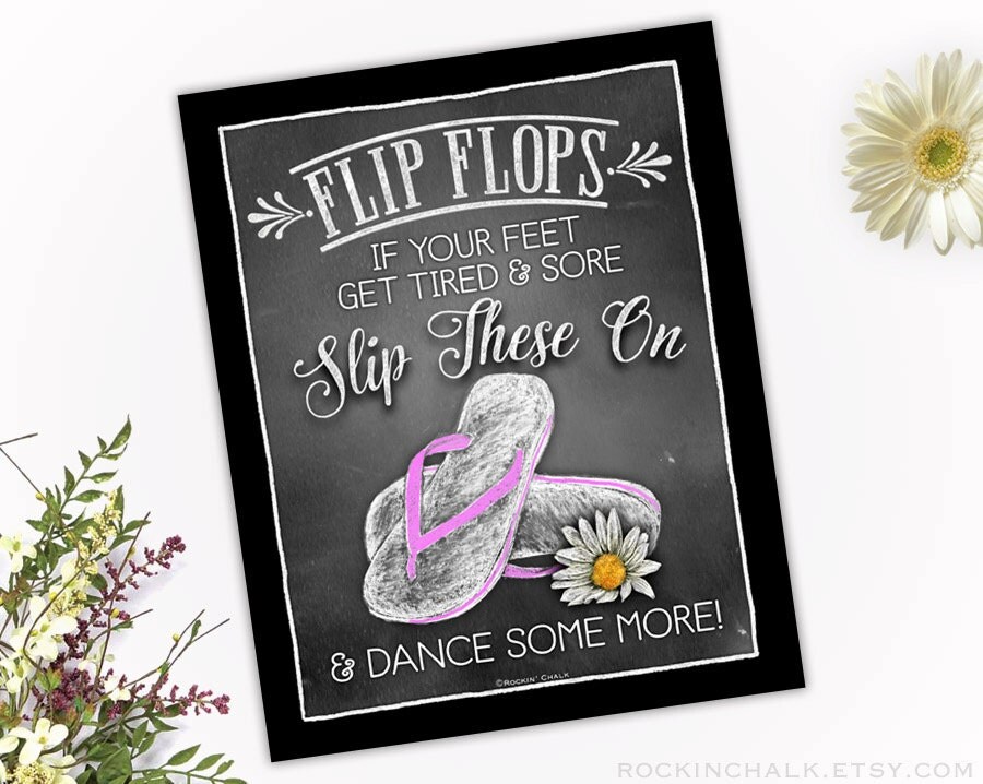 flip flops for wedding guests sign