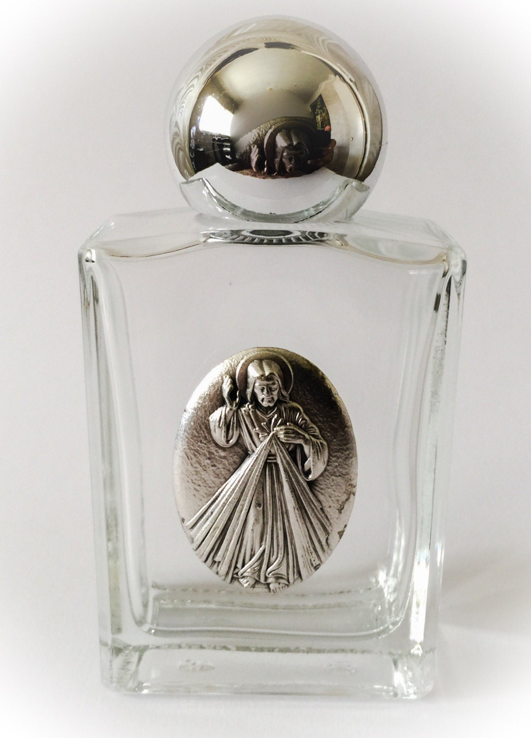 Divine Mercy Glass Holy Water or Anointing Oil Bottles