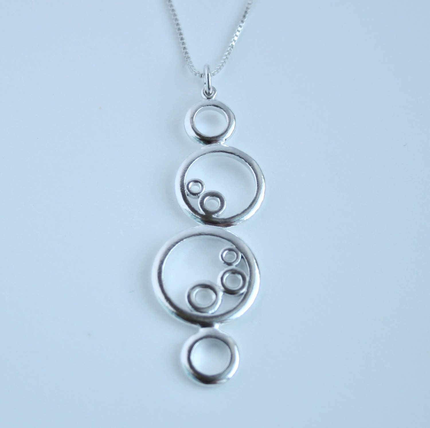 Circle Necklace Sterling Silver Nine Circles Jewelry Unique