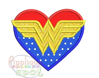 Wonder Woman heart Supergirl - 4x4 5x7 6x10 Applique Design Embroidery Machine -Instant Download File