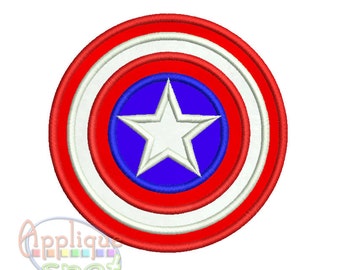 Captain America Logo Shield <8 sizes included - 2x2 3x3 4x4 5x7 6x10 7x7 8x8 9x9) Applique Design Embroidery Machine -Instant Download File