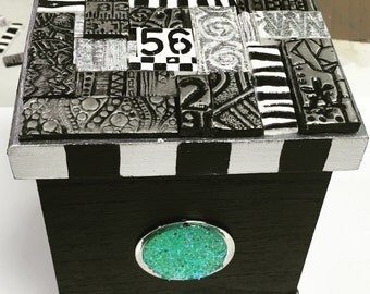 Polymer Clay Tiled Mosaic Wooden Keepsake Box -- Original Artwork, Mosaic, One-of-a-Kind