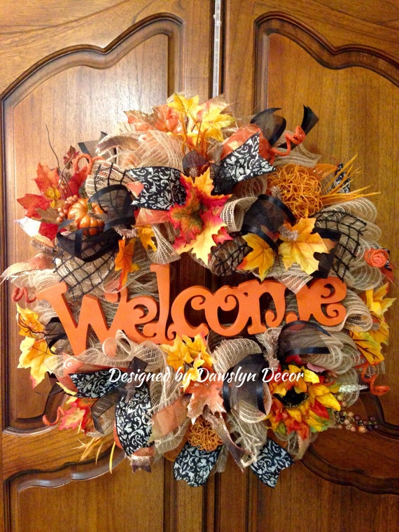 Deco Mesh Fall Ruffle Wreath by DawslynDecor on Etsy