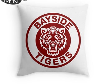 BAYSIDE TIGERS, Saved by the Bell TV Show Throw Pillow, Home Decor Geek Art