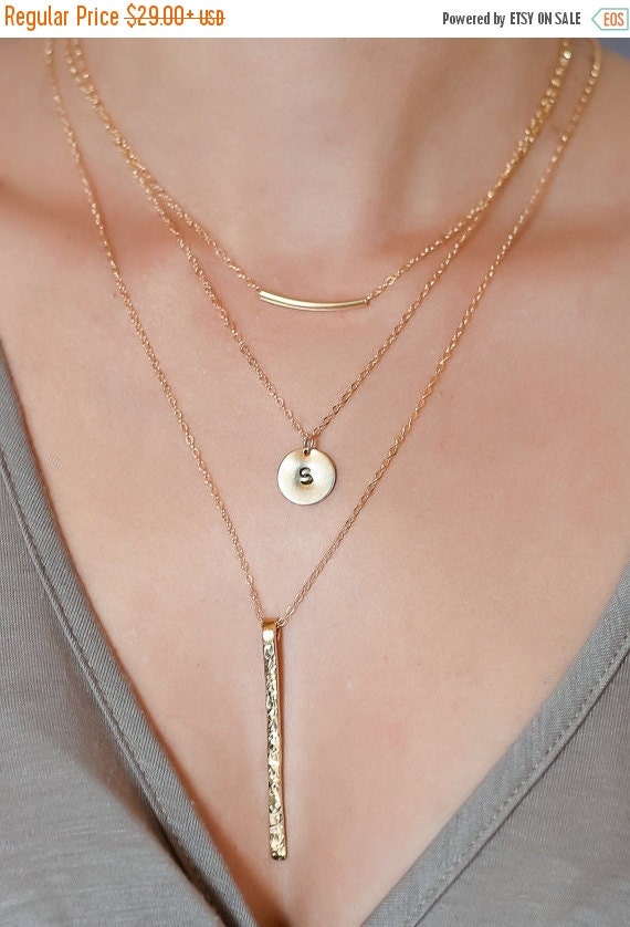 SALE Layered Gold Necklace Multi Strand Necklace by LillaDesigns