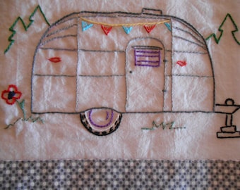 Vintage Airstream Trailer PDF Hand Embroidery Pattern--Instant Download