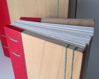 Coptic Bound Wood Cover Blank Book with Accents