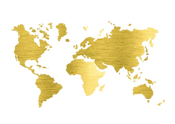 A3 Large Gold Foil Map Map Of The World Real Gold Foil