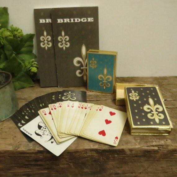 Vintage Fleur de Lis Bridge Set Playing Cards Boxed Set