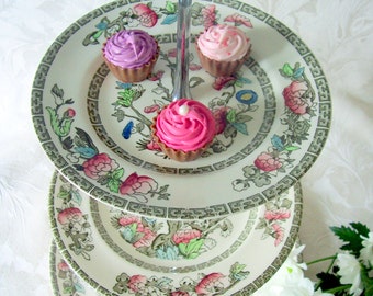 Indian Tree Three Tier Cake / Cup Cake Stand Johnson Brothers