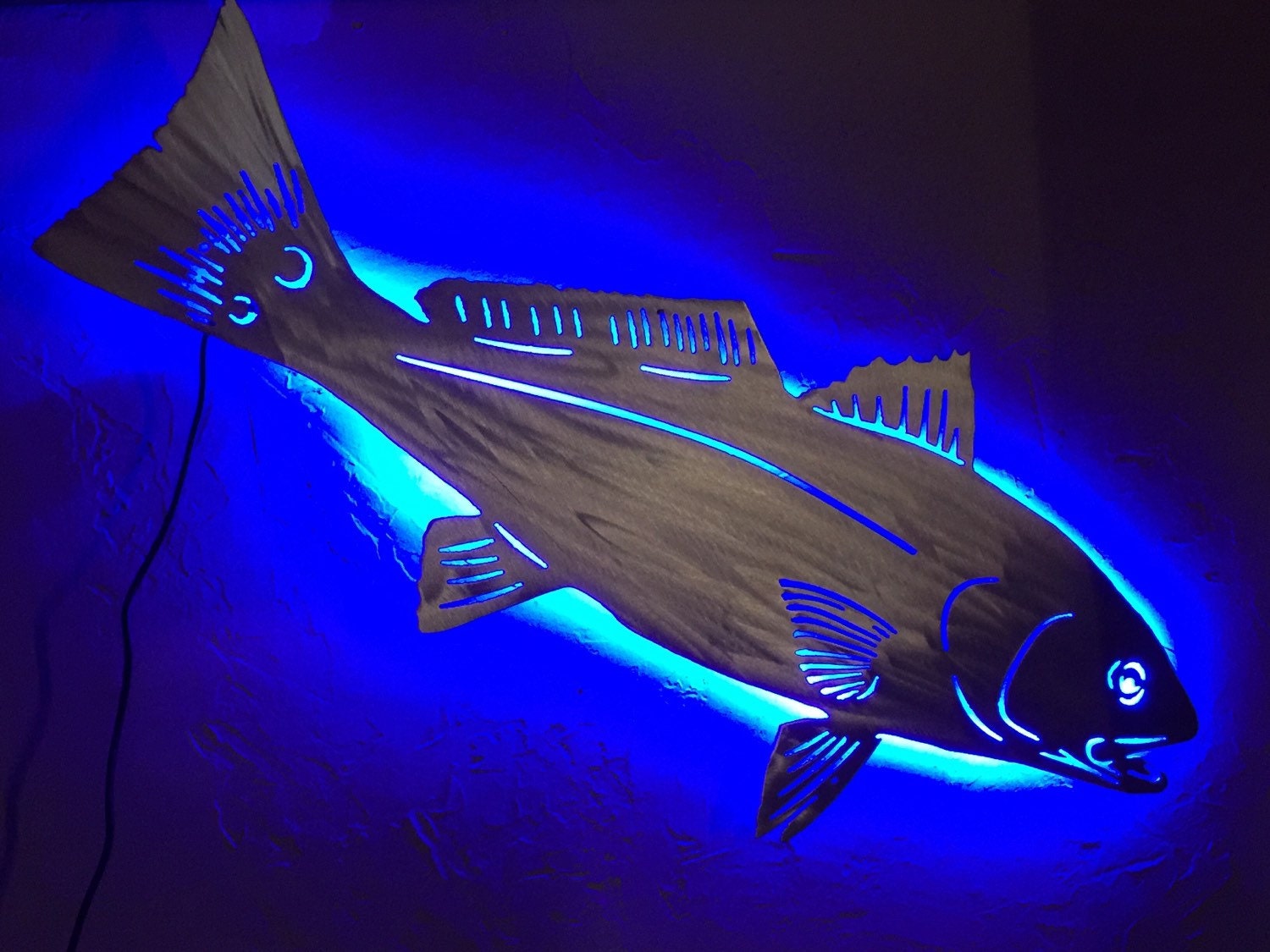 Custom Alligator Gar Fishing Metal Wall Art LED Light
