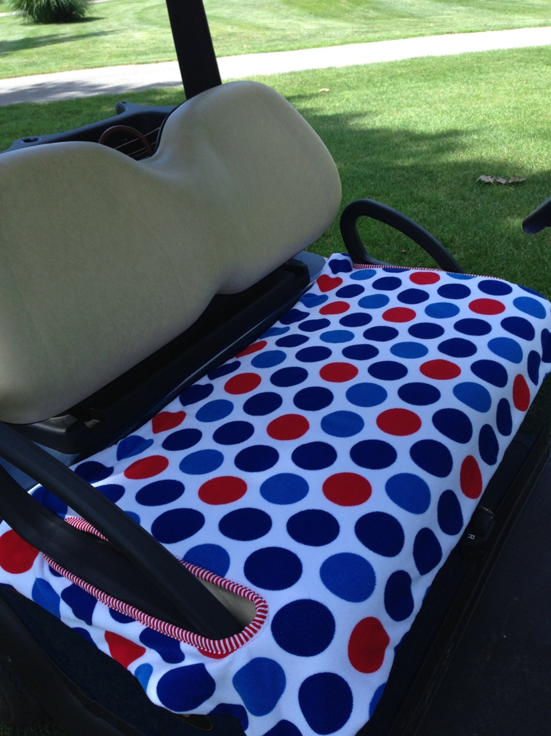 Primary Dots Terry Cloth Golf Cart Seat Cover by GolfMeAround