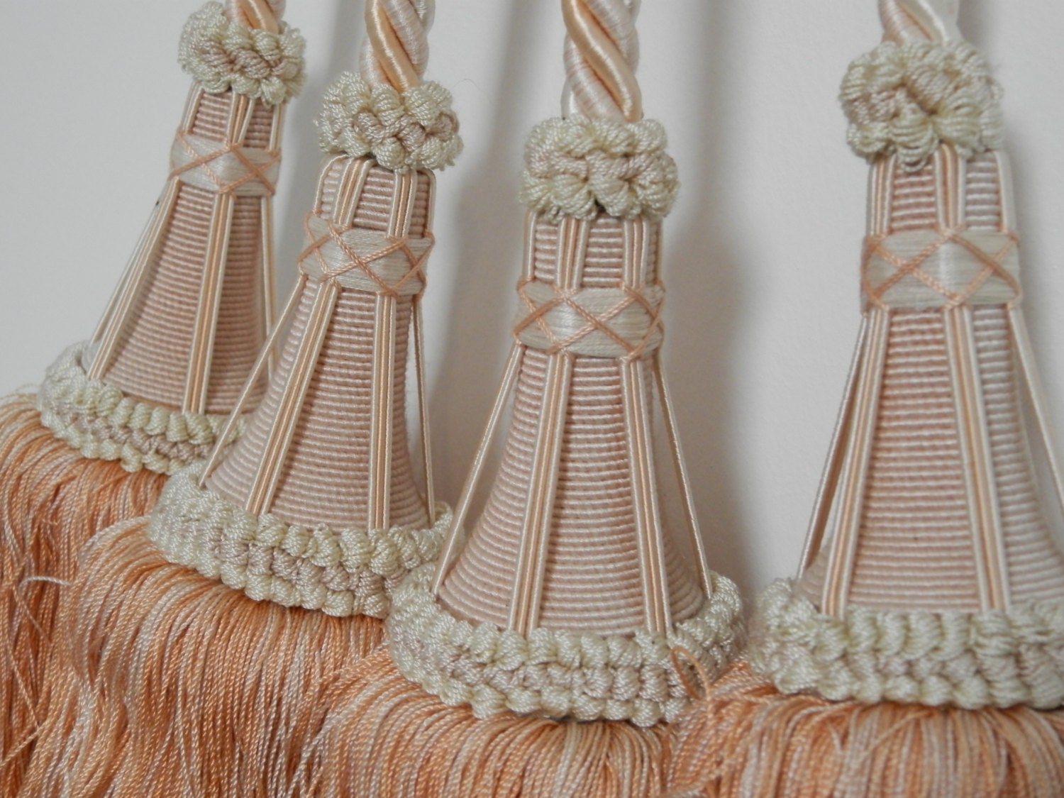 PAIR French Vintage Curtain Tiebacks. BIG. Double Tassel