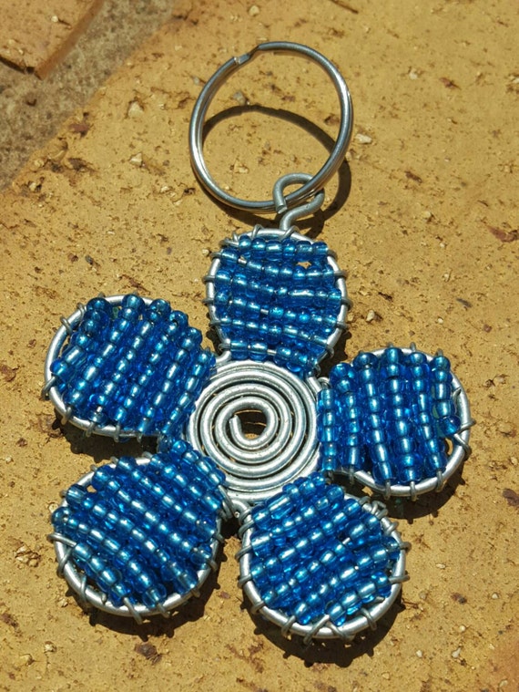 African beaded Flower keychain