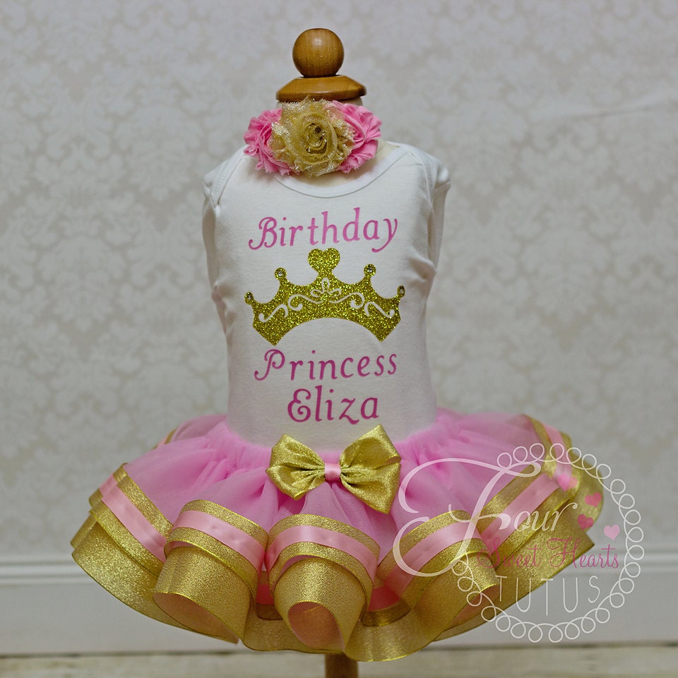  Princess First Birthday Outfit Girls Pink and Gold First 