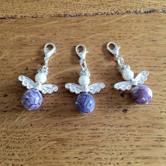 Purple beaded angel zipper pull Angel by JGjewellerycreations