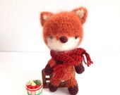 Amigurumi Fox Crochet Fox Crochet Doll Crochet Fuzzy Fox with Headband and Scarf Toy Plush Kids Toy Kawaii Doll Valentine's Day Gift Idea