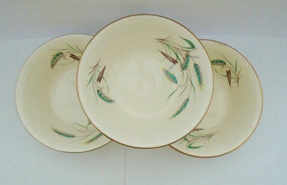 Set of 3 Alfred Meakin England gold rimmed wheat pattern